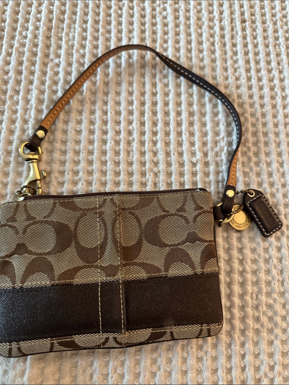Authentic Y2K-era Coach Signature Stripe Jacquard Wristlet